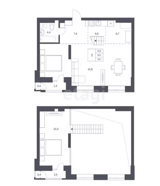 Продаётся квартира-студия, 85.1 м - Фото 1