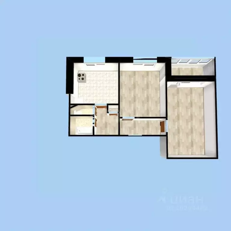 2-к кв. Башкортостан, Уфа ул. Мубарякова, 20 (51.0 м) - Фото 1
