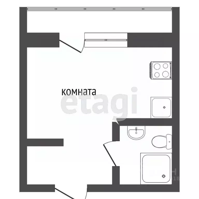 Студия Омская область, Омск просп. Комарова, 11/4 (30.0 м) - Фото 1