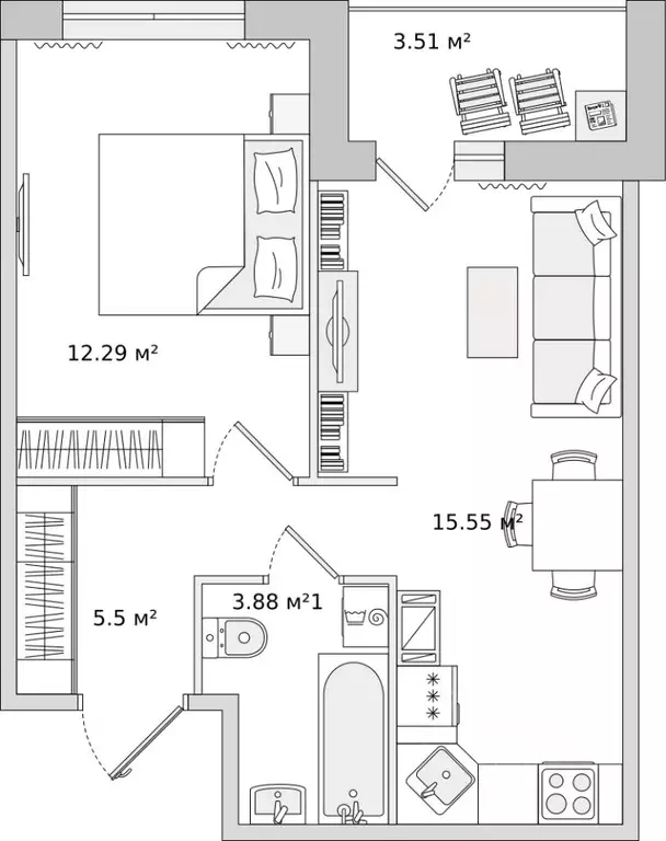 1-к кв. Санкт-Петербург ул. Плесецкая, 24 (40.73 м) - Фото 0