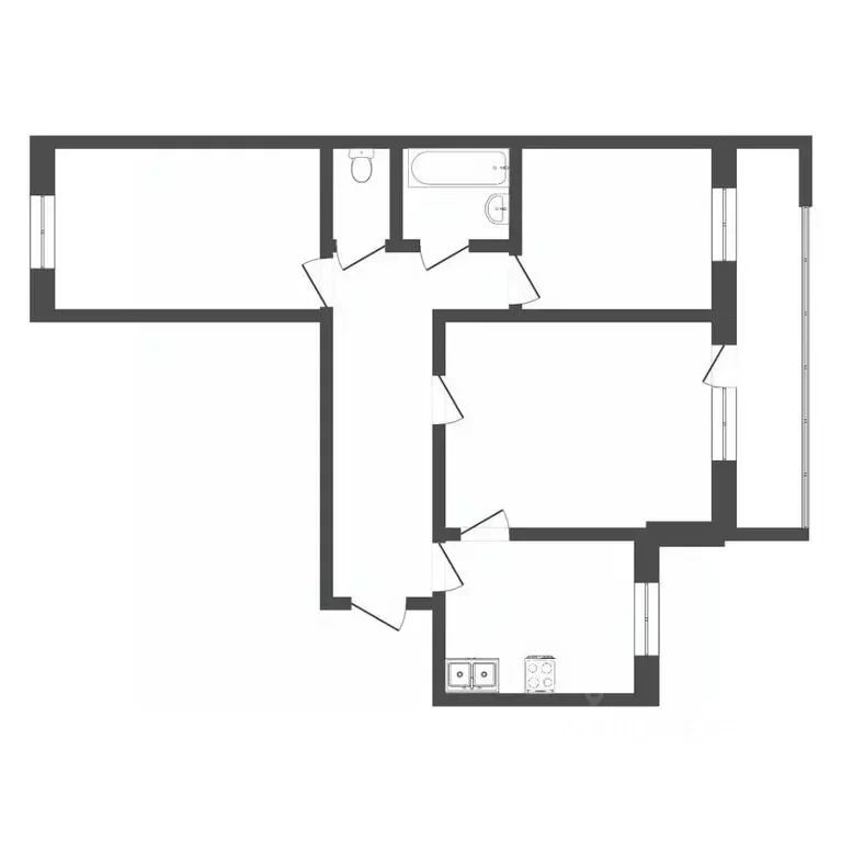 3-к кв. Тюменская область, Тюмень Широтная ул., 159 (60.2 м) - Фото 1