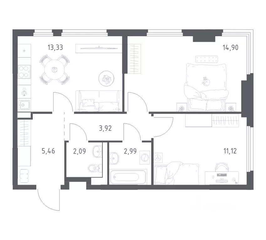 2-к кв. Московская область, Ленинский городской округ, Мисайлово пгт, ... - Фото 1