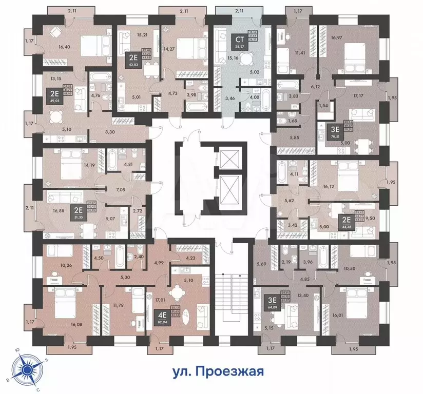 2-к. квартира, 44,4 м, 6/9 эт. - Фото 1