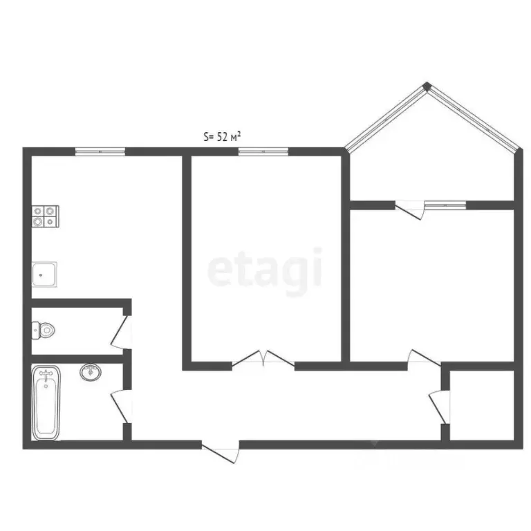 2-к кв. Тульская область, Тула ул. Пузакова, 76 (52.0 м) - Фото 1