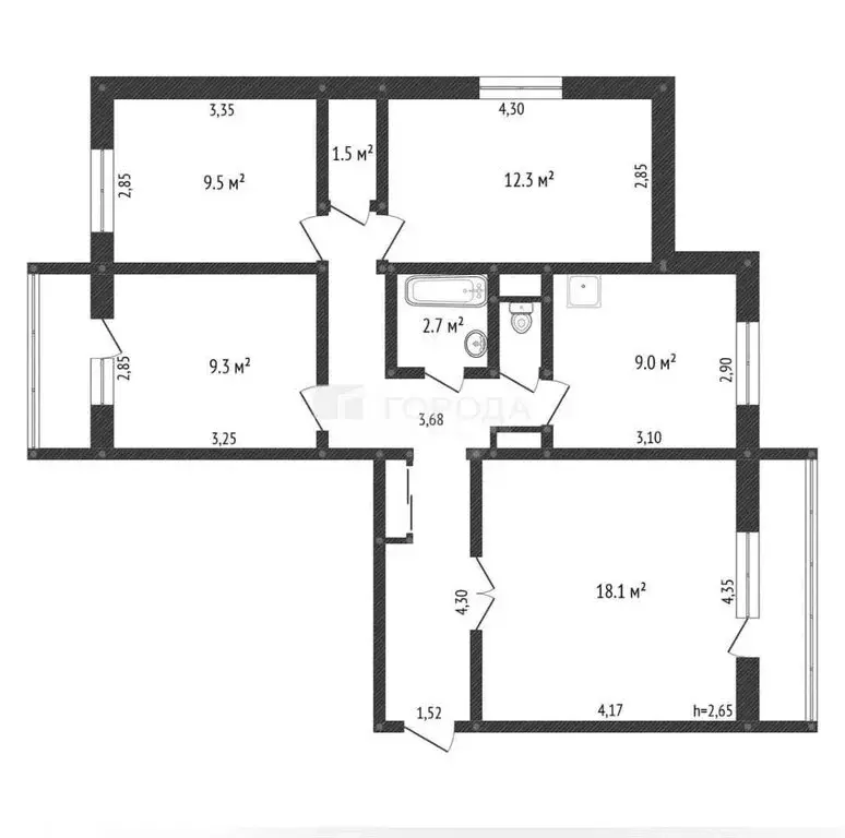 4-комнатная квартира: Новокузнецк, улица Климасенко, 28 (77 м) - Фото 1