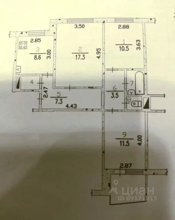 3-к кв. Орловская область, Орел ул. Машкарина, 14 (63.0 м) - Фото 1