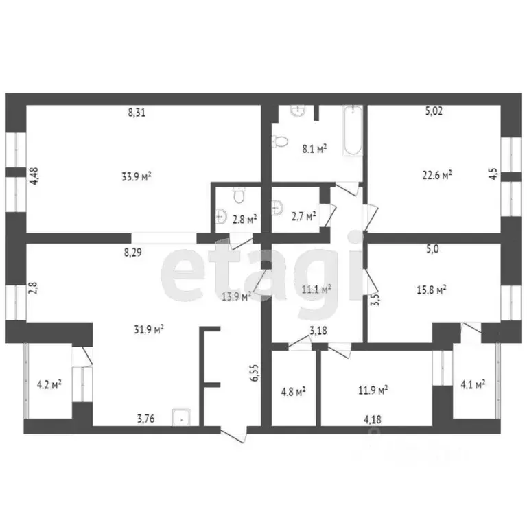 2-к кв. Красноярский край, Красноярск ул. Авиаторов, 39 (82.3 м) - Фото 2
