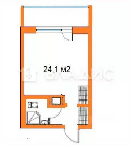 Квартира, студия, 24.1 м - Фото 1