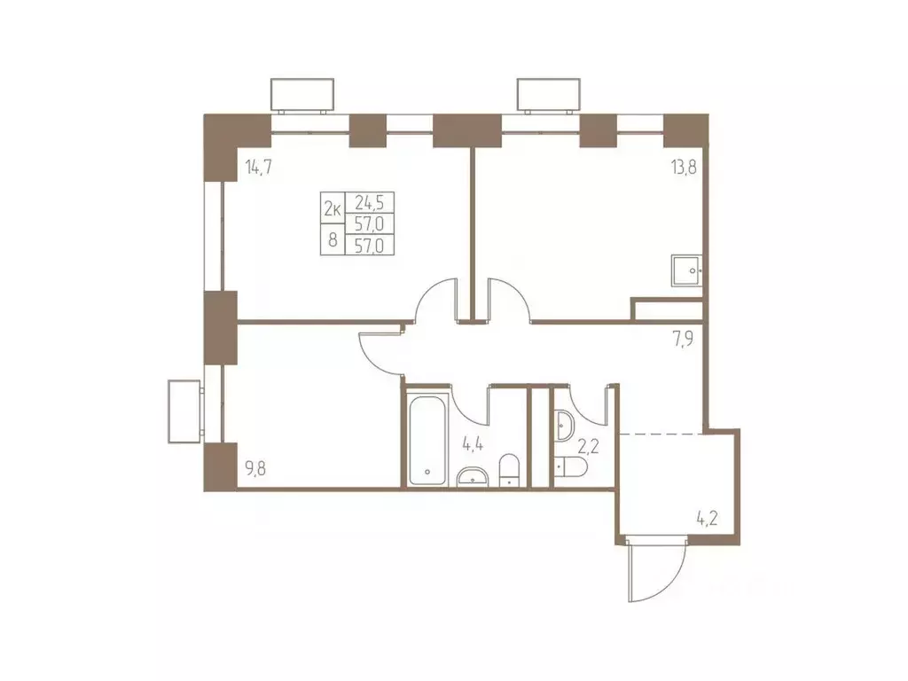 2-к кв. Московская область, Пушкино Фабрикант жилой комплекс, 1 (57.0 ... - Фото 1