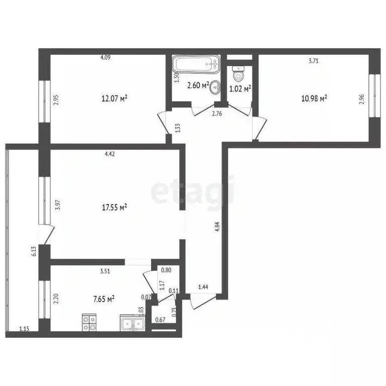 3-к кв. Ульяновская область, Ульяновск просп. Ленинского Комсомола, 11 ... - Фото 2