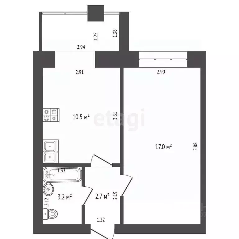 1-к кв. Оренбургская область, Оренбург ул. Озеленителей, 18 (36.0 м) - Фото 2