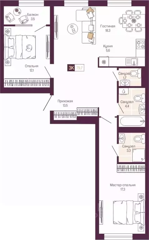 2-к кв. Нижегородская область, Нижний Новгород ул. Тургенева (78.0 м) - Фото 1