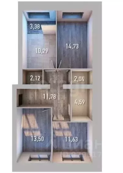 3-к кв. Татарстан, Казань ул. Азата Аббасова, 23А (73.8 м) - Фото 2