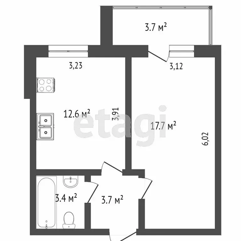 1-комнатная квартира: Тюмень, Широтная улица, 126к3 (37.7 м) - Фото 1