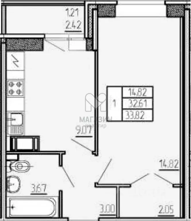1-к кв. Ленинградская область, Всеволожский район, пос. Бугры ул. ... - Фото 1