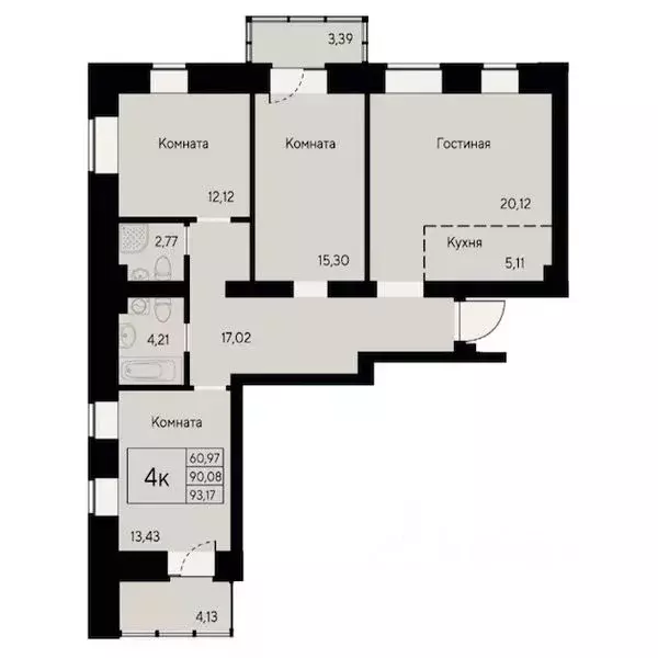 4-к кв. Красноярский край, Красноярск ул. Елены Стасовой, 80 (93.4 м) - Фото 1