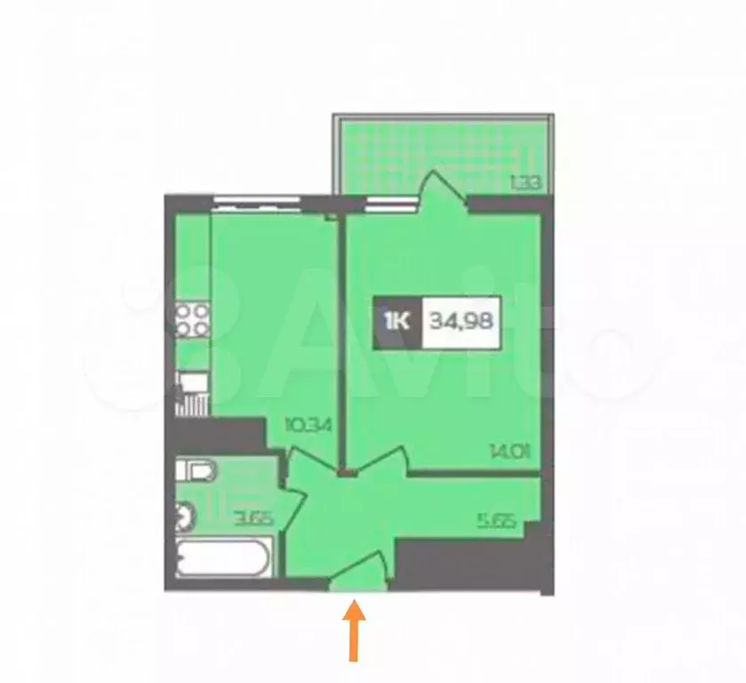 1-к. квартира, 34,9 м, 16/16 эт. - Фото 0