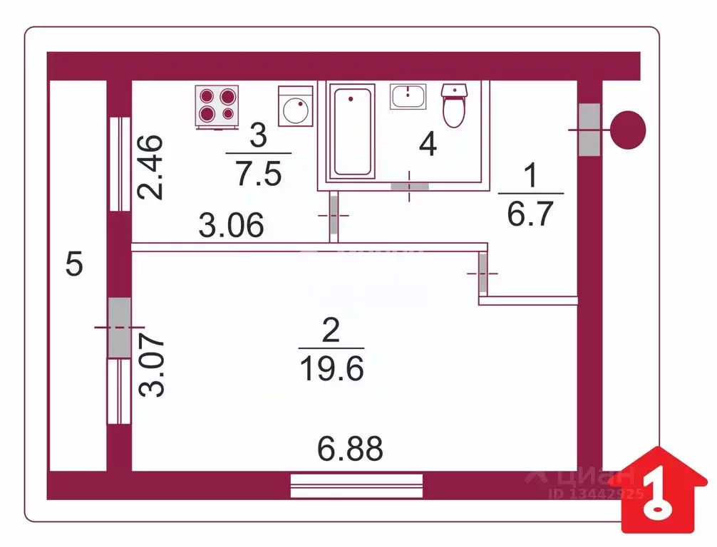 1-к кв. Омская область, Омский район, Дружинское с/пос, пос. Горячий ... - Фото 2