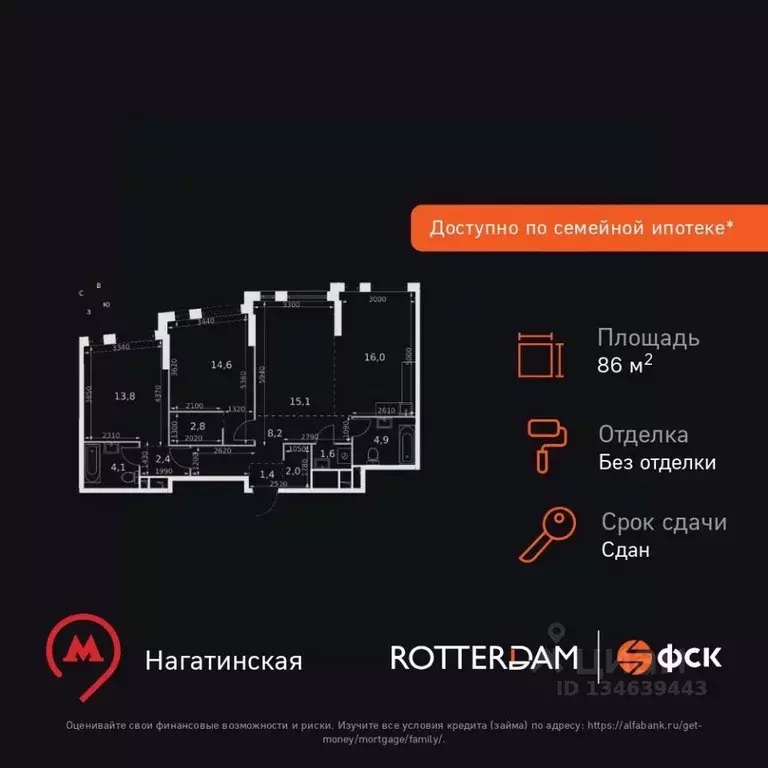 3-к кв. Москва Варшавское ш., 37АК1 (86.9 м) - Фото 1