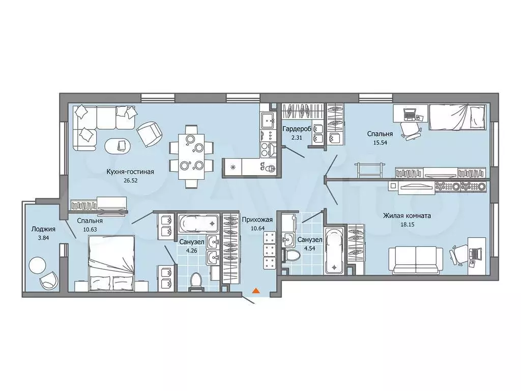3-к. квартира, 95 м, 1/9 эт. - Фото 0