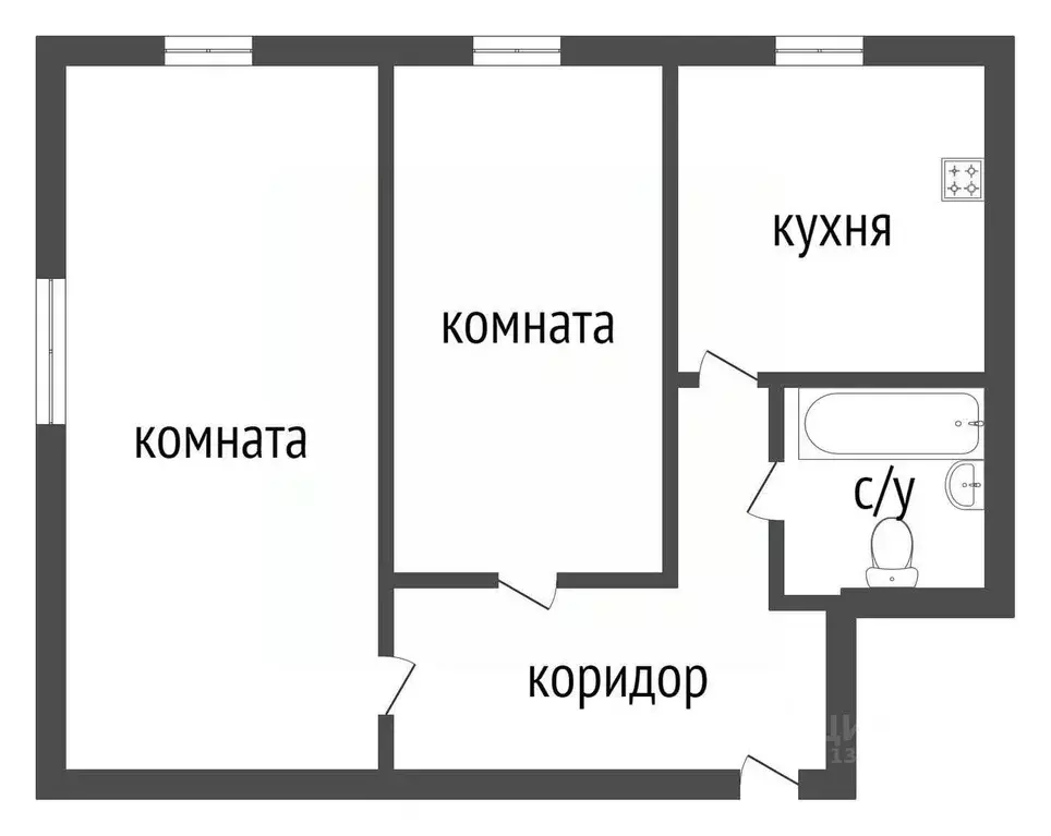 2-к кв. Курганская область, Курган ул. Гоголя, 90 (42.8 м) - Фото 2