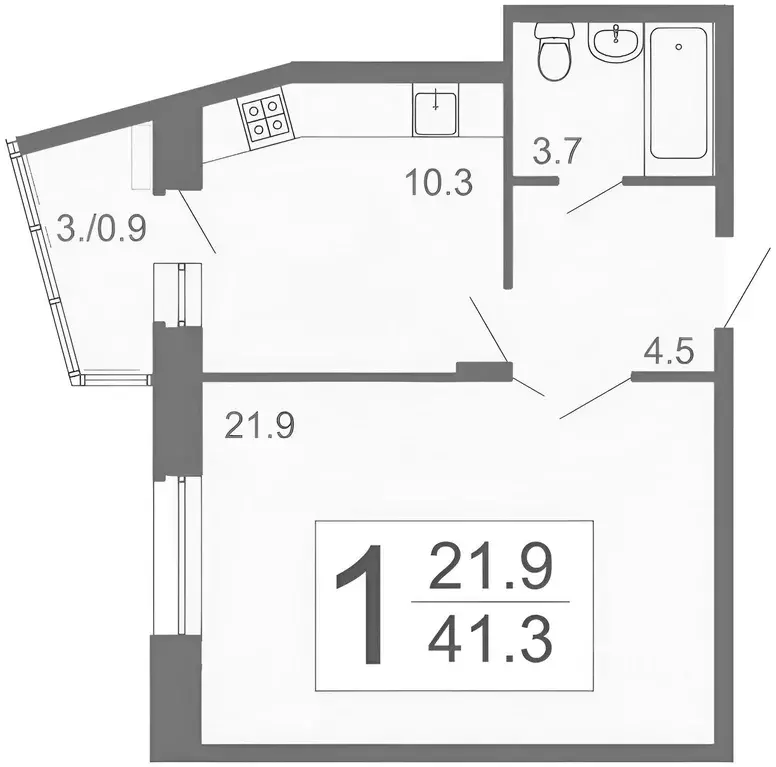 1-к кв. Пензенская область, Заречный Ахунская ул., 25 (39.7 м) - Фото 1