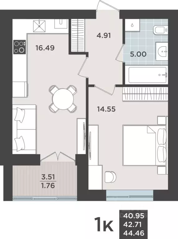 1-к кв. Калининградская область, Калининград Невский Парк жилой ... - Фото 1