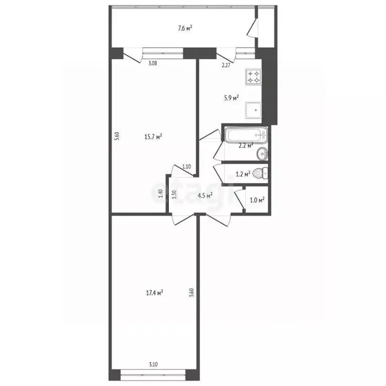 2-к кв. Крым, Алупка ул. Василия Сурикова, 22 (49.3 м) - Фото 2