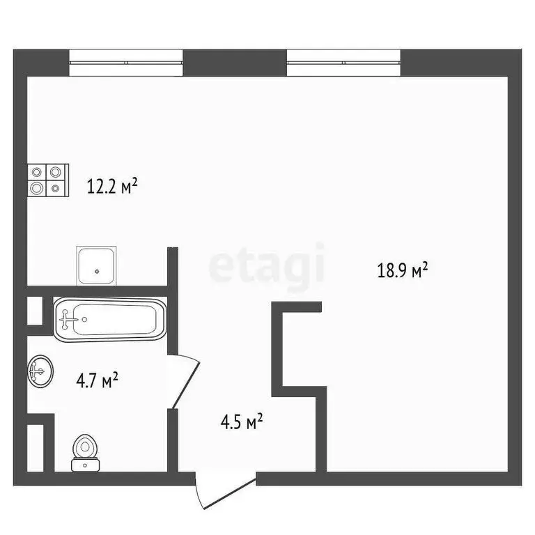 1-комнатная квартира: Тюмень, улица Щербакова, 2к5 (40 м) - Фото 0