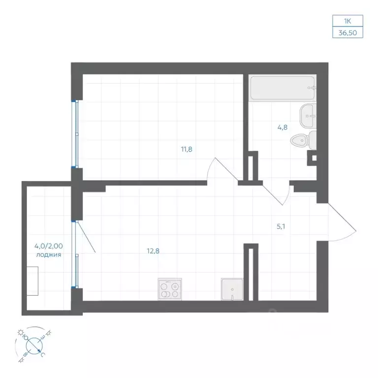 1-к кв. Челябинская область, Челябинск Клевер жилой комплекс (36.5 м) - Фото 1