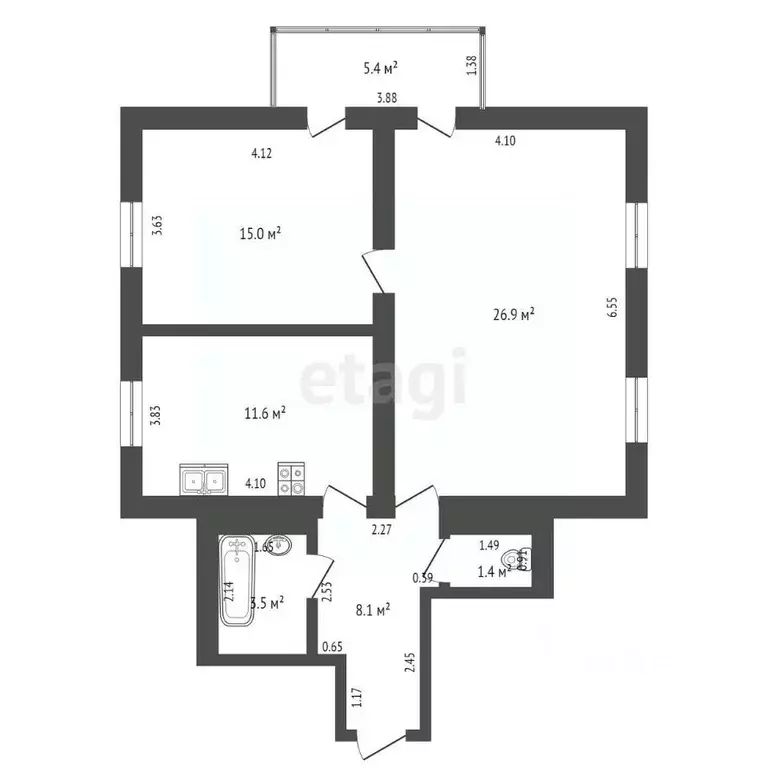 2-к кв. Краснодарский край, Анапа пер. Северный, 1 (67.0 м) - Фото 2