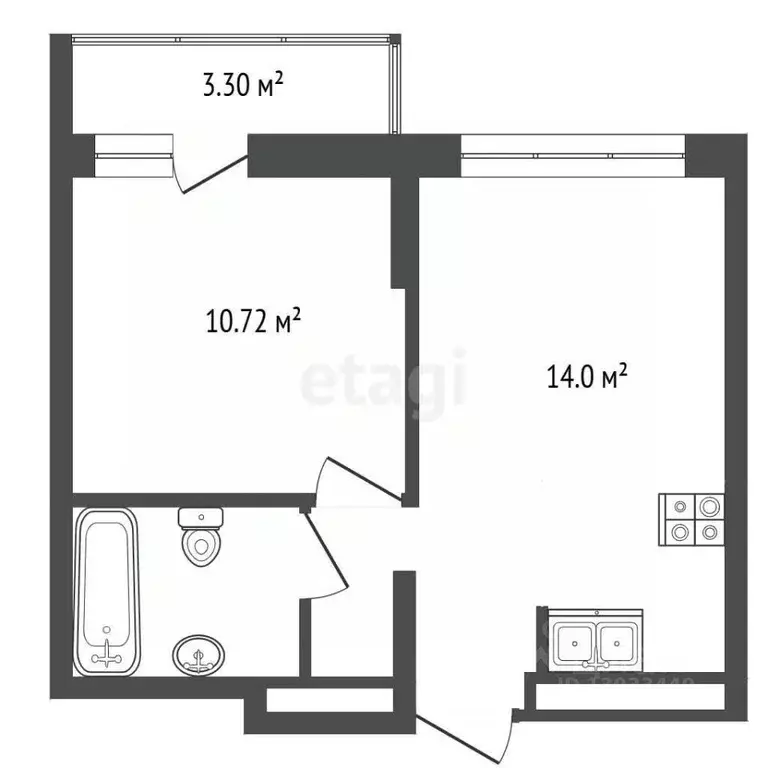1-к кв. Тюменская область, Тюмень ул. Республики, 205к1 (33.0 м) - Фото 2