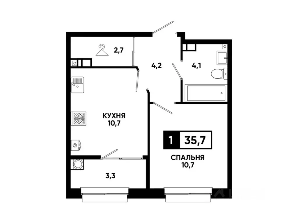 1-к кв. Ставропольский край, Ставрополь ул. Андрея Голуба, 12к11 (35.7 ... - Фото 1