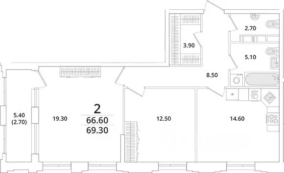 2-к кв. Санкт-Петербург Планерная ул., 99 (68.9 м) - Фото 1