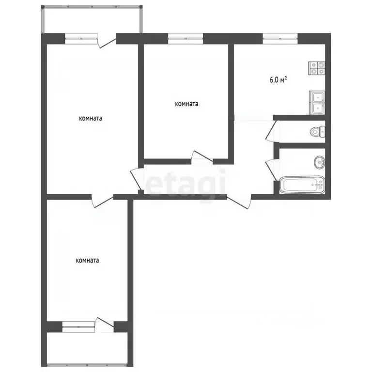 3-к кв. Московская область, Коломна ул. Девичье Поле, 16 (65.4 м) - Фото 2