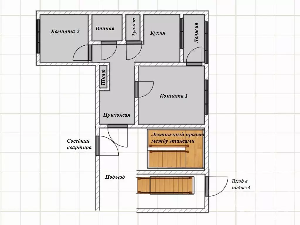 2-к кв. Ленинградская область, Приозерский район, Кузнечное пгт ул. ... - Фото 1