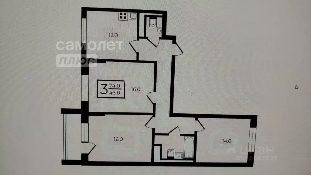 3-к кв. Москва Краснодарская ул., 6 (74.0 м) - Фото 2