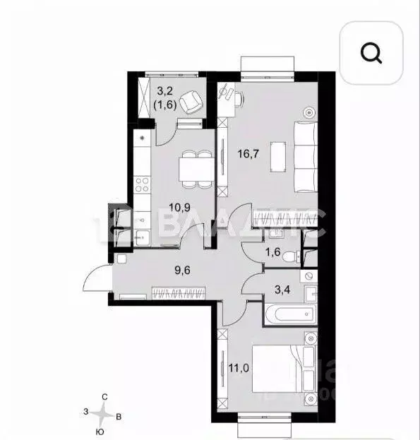 2-к кв. Московская область, Ленинский городской округ, пос. Развилка ... - Фото 1