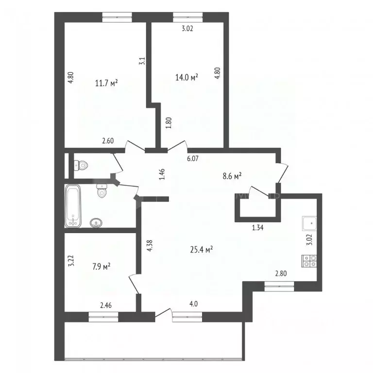 4-к кв. Тюменская область, Тюмень Магаданская ул., 11 (75.0 м) - Фото 1