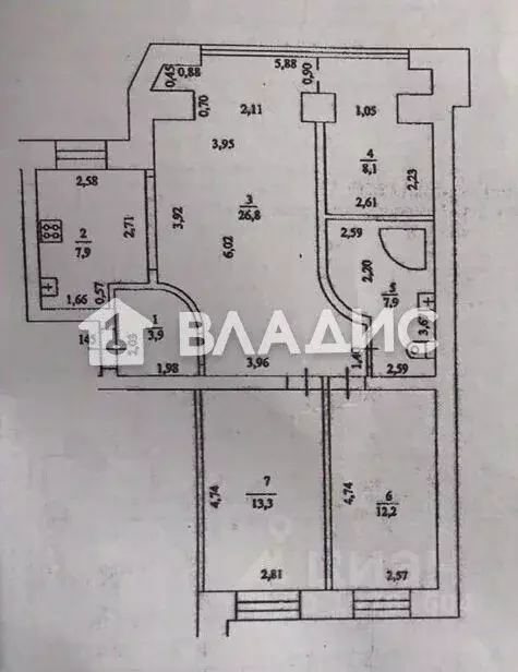3-к кв. Башкортостан, Уфа Хадии Давлетшиной бул., 18 (80.1 м) - Фото 1