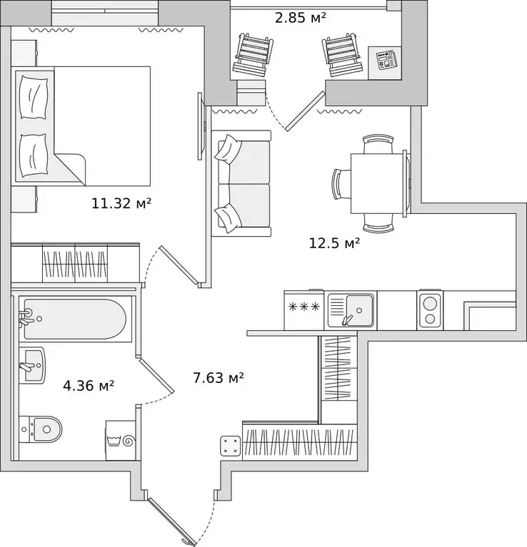 Квартира, 1 комната, 39 м - Фото 0