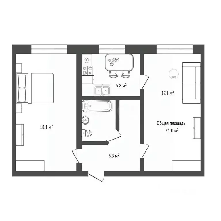 3-к кв. Новосибирская область, Новосибирск ул. Владимира Заровного, 6 ... - Фото 2
