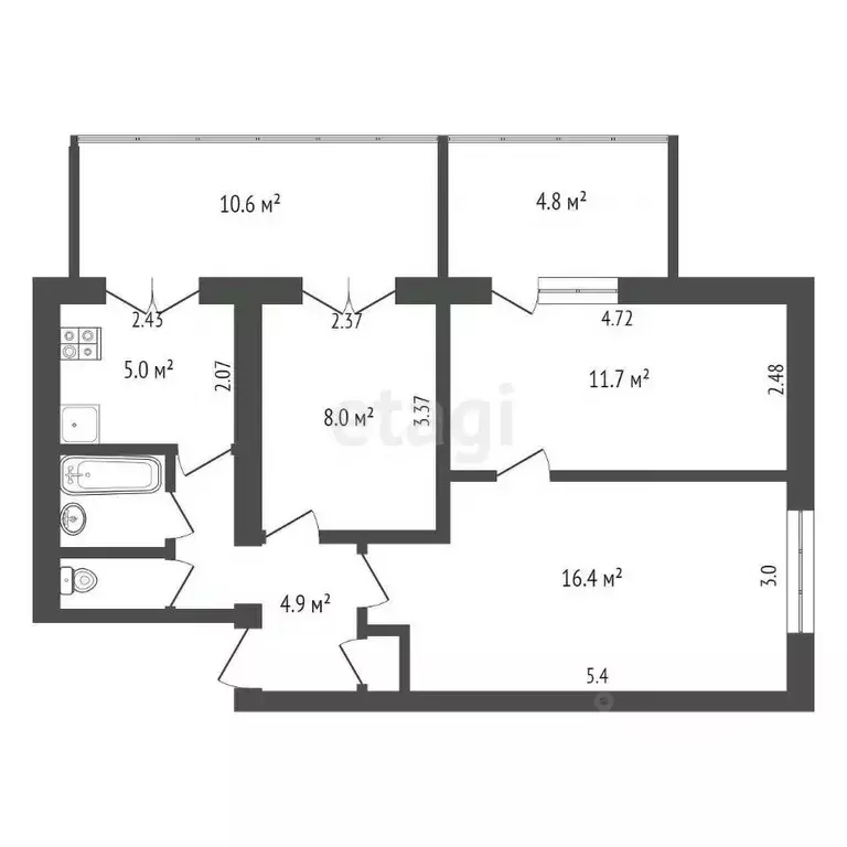 3-к кв. Крым, Ялта ул. Горького, 5 (70.0 м) - Фото 2