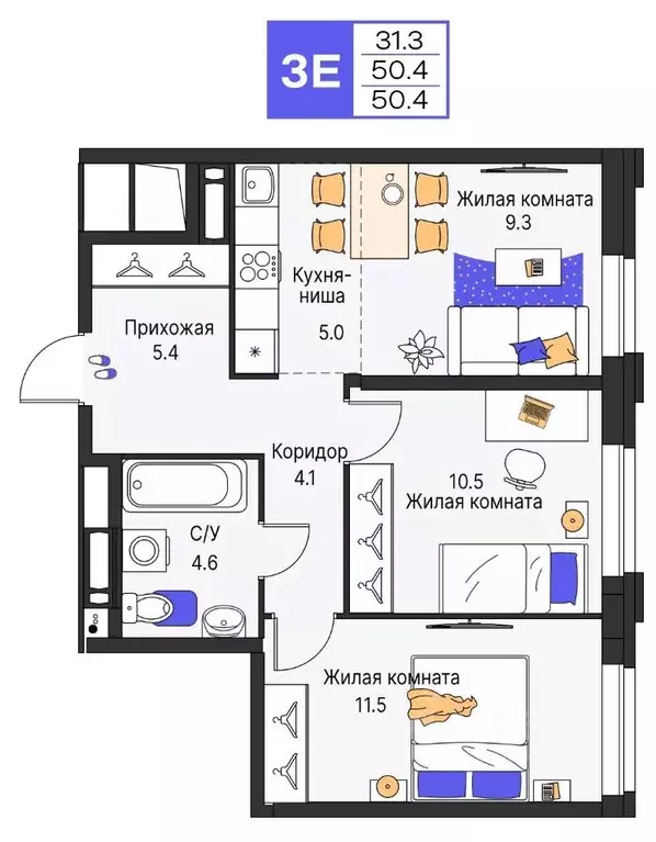 3-к кв. Пермский край, Пермь ул. Карла Модераха, 7 (50.4 м) - Фото 1