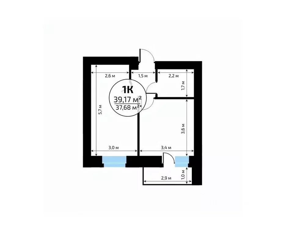 1-к кв. Самарская область, Самара пос. Мехзавод, 1-й кв-л, 50 (39.17 ... - Фото 2