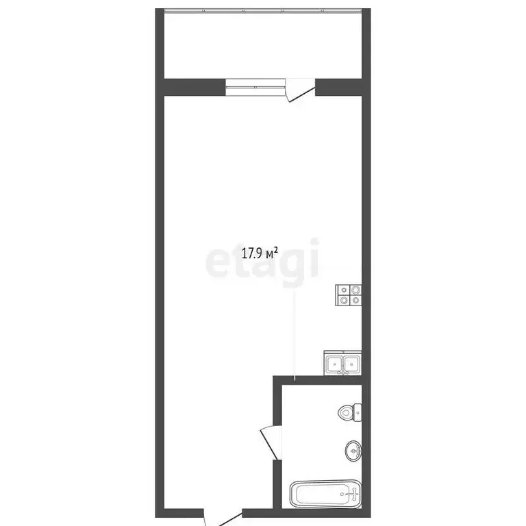 Квартира-студия: Тюмень, улица Новосёлов, 117 (17.7 м) - Фото 1