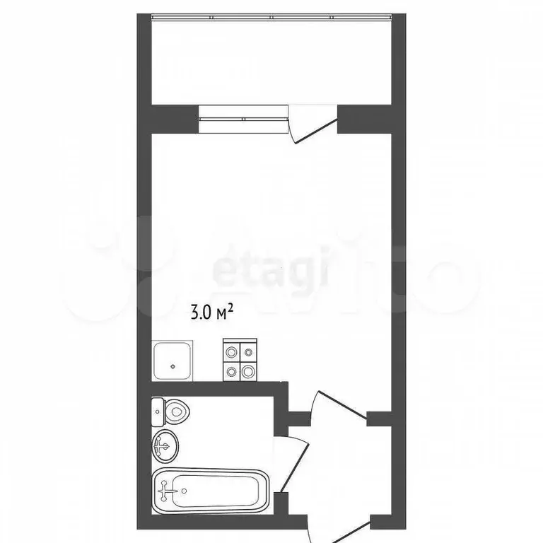 1-к. квартира, 14,9 м, 8/8 эт. - Фото 0