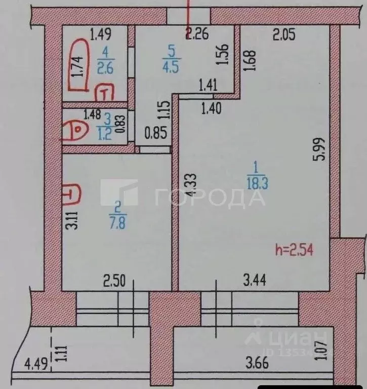 1-к кв. Алтайский край, Барнаул ул. Кутузова, 16Б (35.0 м) - Фото 2