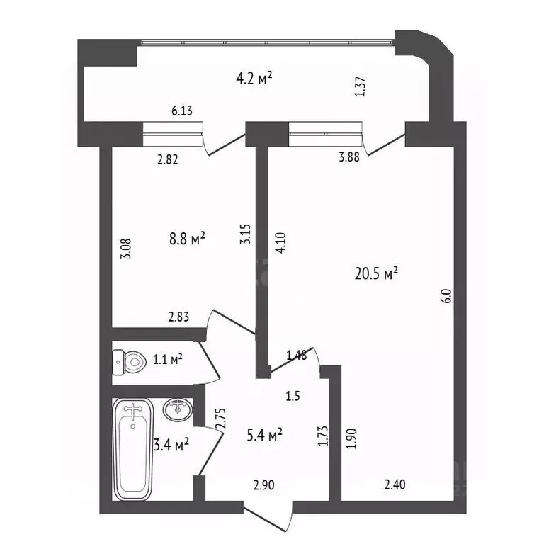 1-к кв. Башкортостан, Стерлитамак ул. Худайбердина, 202 (39.2 м) - Фото 1