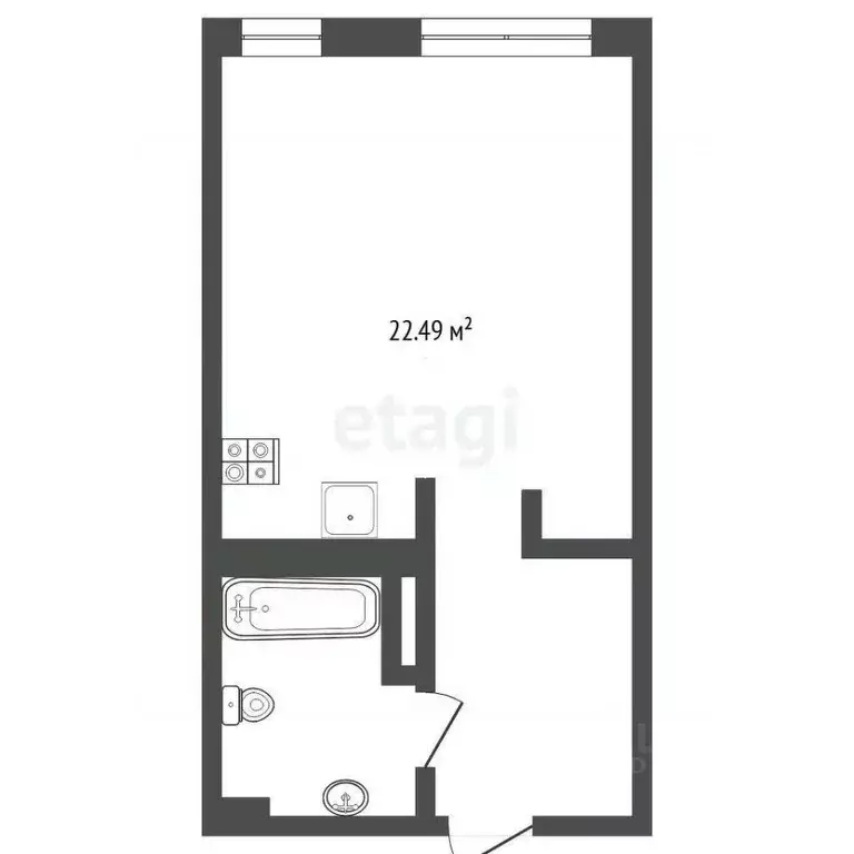 Студия Тюменская область, Тюмень ул. Краснооктябрьская, 6 (32.98 м) - Фото 1